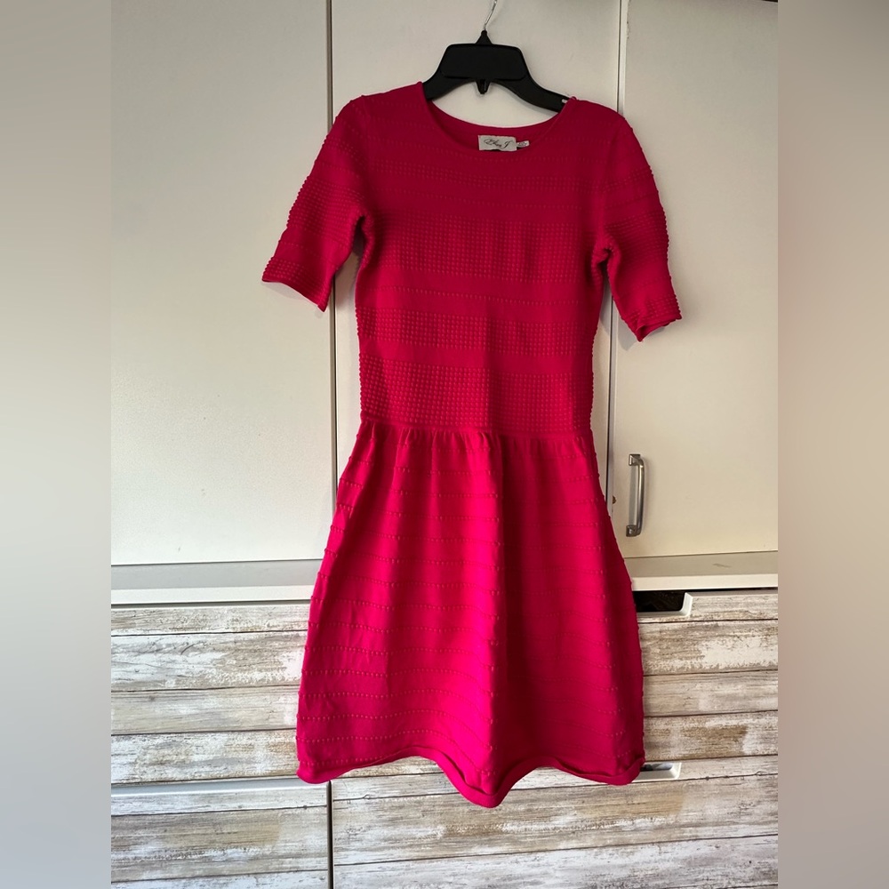 💗 Eliza J Fuchsia Textured Fit & Flare Dress Petite XS PXS